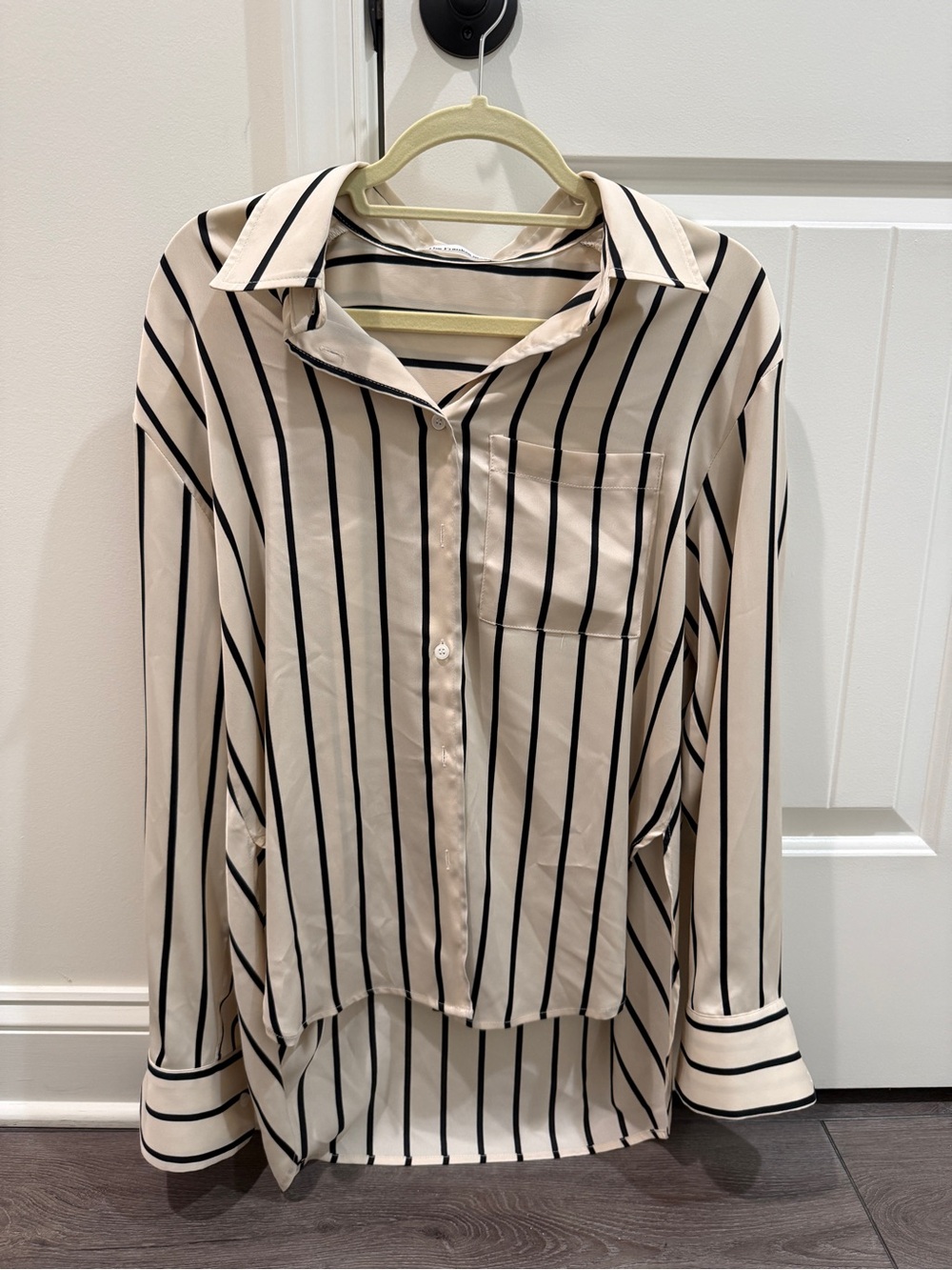 The Frankie Shop Cream and Black Striped Blouse